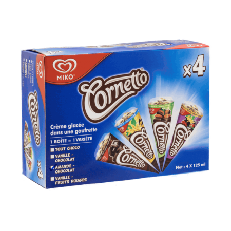 Multipack Cornetto Amande/Chocolat 4x125ml