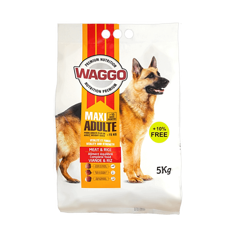 WAG Croquettes Maxi Adulte 5Kg + 10% Free