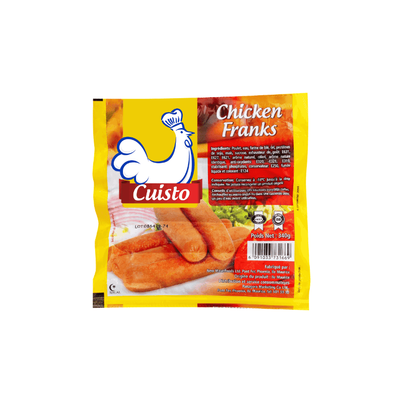 CUI Chicken Franks Nature x10 340g